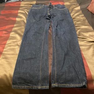 Abercrombie & Fitch dark wash blue jeans. They are slim straight. Size 30x34